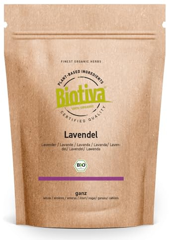 Lavendelblüten Bio ganz 250g - blauer Lavendel Tee - Lavendeltee - abgefüllt und kontrolliert in Deutschland - Biotiva