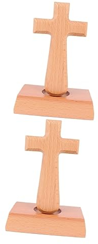 Warmhm 2 Stück Christliche Wohnkultur Religiöse Kirche Holzkreuz Ornamente Für Tragbares Inspirierendes Gebet Massivholzkreuz Lateinisches Kreuz