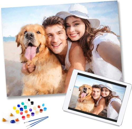 Fxddya Personalized Paint by Numbers Kit for Adults - Acrylic Oil Painting by Number Kits on Canvas, Customized Your Own Pictures, Gifts for Family Friends Pets Home Decor (8X8inch, No Frame)
