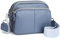 befen Crossbody Bag Damen Echtes Leder Umhängetasche Klein Damen Handytasche zum Umhängen, Moderne Handtasche Taschen mit Breitem Schultergurt für Arbeiten Einkaufen Reisen, Grau Blau