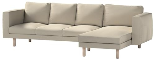 Dekoria Ersättning för överdrag för Norsborg, 4-sitsig soffa med Recamiere-soffa, lämplig för modell Nikkala, grå-beige