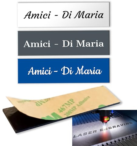 Targhetta nome personalizzata per citofono, incisa, autoadesiva, su laminato plastico colore BIANCA/GRIGIO/BLU - MADE IN ITALY…