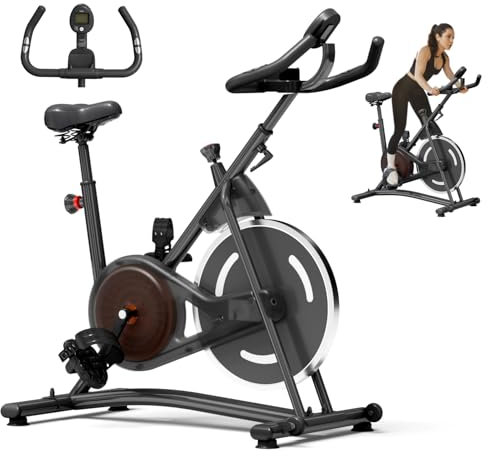 UPREIGN Exercise Bike: Indoor Cycling Bike for Home Cardio Gym Workouts. Fitness Stationary Bike Machine with 245 lbs Weight Capacity, Digital Display with Pulse, Upgraded Seat,Black