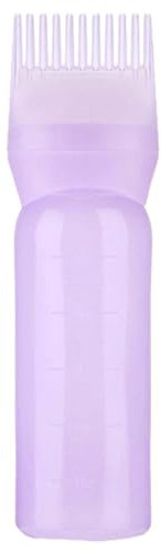 galeyyu Bouteille Applicateur D'huile Capillaire, Bouteille D'applicateur De Peigne De Racines Bouteille De Brosse De Teinture De Cheveux De 6 OZ Brosse De Couleur De Cheveux Peigne À Huile, Violet