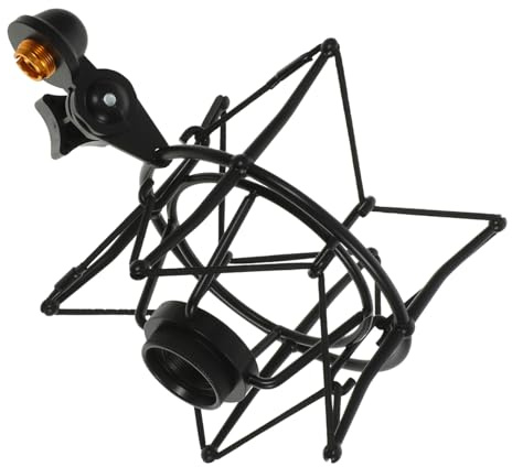 Vaguelly Soporte Metálico Antivibración Para Micrófono Con Montaje Araña Clip Resistente Para Estudio Para Condensador y Grabación Profesional Pc y Radio Color Negro