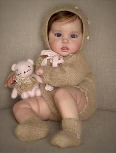 Zero pam Reborn Baby Mädchen 50CM Lebensechte Babypuppe Wie Echtes Silikon Baby Puppe Mit Haaren Echt Aussehende Babypuppe Weichkörper