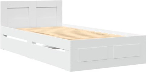 vidaXL Bettgestell mit Kopfteil ohne Matratze Weiß 100x200 cm