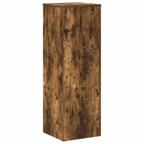 vidaXL Växtställ rökfärgad ek 33x33x100 cm konstruerat trä, blomsterställ, kruktställ, växtställ inomhus, blomkrukställ, krukväxtställ, växtbord