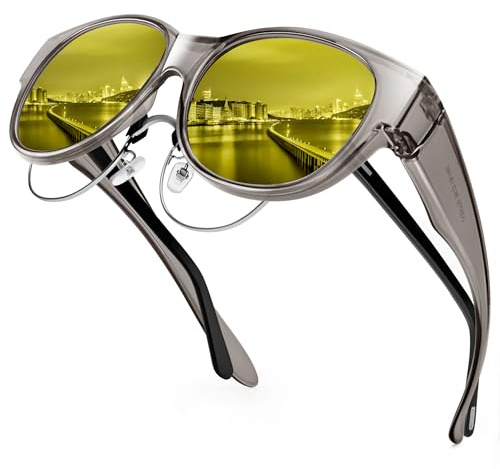 URUMQI Nachtfahrbrille Nachtbrille zum Autofahren Damen Herren | Auto Brille Gegen Blenden Gelbe Gläser