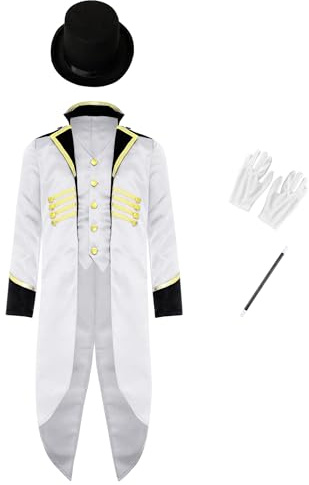 Hedmy Boy Steampunk Tailcoat Halloween Medieval Renaissance Clothes Victorian Pirate Vampire Jacket Frock Coat White 16 Years