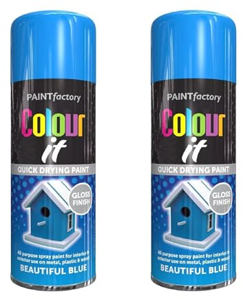 SDMAX Blue Gloss Aerosol Spray Paint, Durable & Gloss Finish, Non-Cracking, Quick-Drying, Easy To Use, Lightweight And Portable, Interior & Exterior Use, 250ml (2PCS)