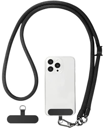 IKOPFLN Catena universale per cellulare, adatta a tutti gli smartphone, con 2 patch universali, adatta a tutti gli smartphone, collana, cinturino da polso e da collo regolabile