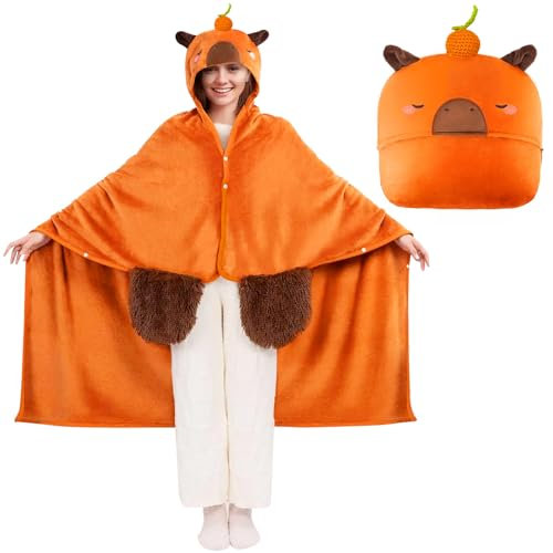 MeYuxg Capybara Coperta Personalizzata con Maniche e Cappuccio Portatile per Halloween, Carnevale, Capodanno - Colore: