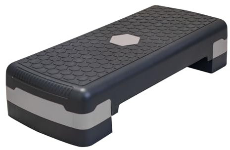 Aerobic Steppbrett höhenverstellbar – Fitness Stepper 10/15 cm –rutschfestes Step Board für Zuhause & Studio– Training von Ausdauer, Koordination, Muskelaufbau–robust & bodenschonend (Schwarz-Grau)
