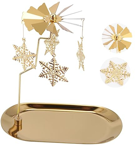 HEALEEP Snowflake Candle Holder Christmas Revolving Candlestick Decorative Candle Holder Rotating Candle for Christmas Party Decor for Desktop Decoration