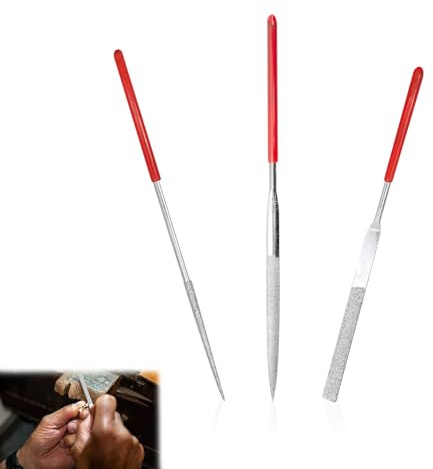 3Pcs Small File Set Diamond Needle File Set Not Easy to Deform of Small Wood File Easy and Comfortable for Grip Needle Files for Metal Works on All Natural Materials Metal Wood and Plastic