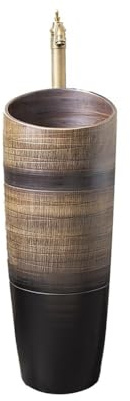 Lavabo de pedestal independiente for baño con grifo y desagüe, lavabo de cerámica for exteriores.