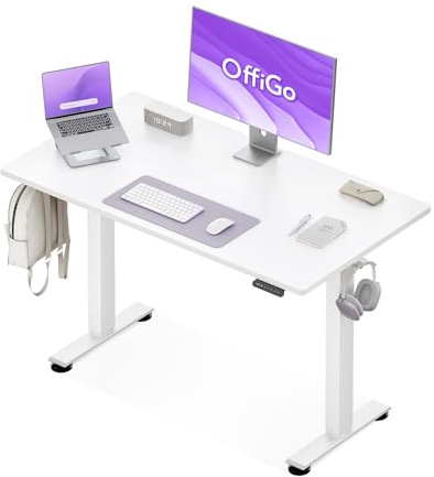 OffiGo Höjdjusterbart skrivbord, 120 cm elektriskt skrivbord, ergonomiskt bord med minnesfunktion, spelbord höjdjusterbar, modernt datorbord för hem och kontor, svart