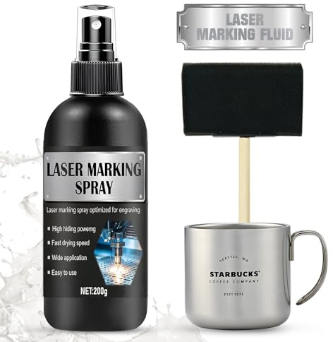 WEILAOK Laser Markierungsspray, Lasergravur Spray, Laser Marking Liquid | Lasermarkierungsflüssigkeit, Geeignet zum Lasergravieren und Markieren von Verschiedenen Metallen, Glas, Acryl Usw, 200ml