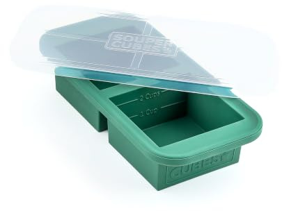 Souper Cubes 2 Cup Silicone Freezer Mould For Food with Lid – Kale - 1-Pack | 100% Platinum-Cured Silicone Freezer Trays For Batch Cooking & Storing Lasagna, Stew, Broth, Leftovers, Oven & Microwave Safe