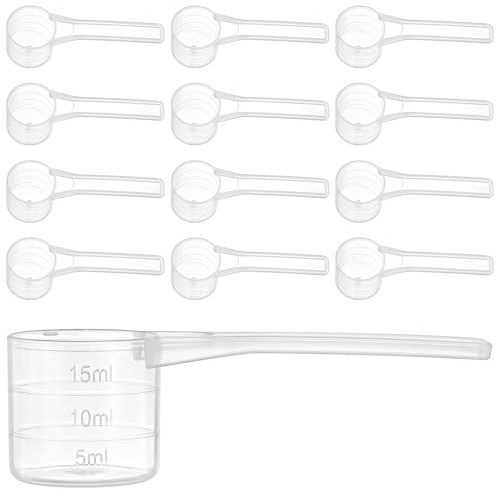 12-pack mätskedar i plast 5-15 ml långt handtag bordsskedar mätsked för kaffe, proteinkök