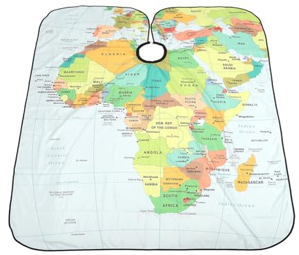 Generic Capa de Peluquero de Salón Elegante Impermeable Paño de Corte de Pelo Duradero para Adultos para Peluquero Delantal de Peluquería con Estampado de Mapas, Ajustable para Largas Sesiones de