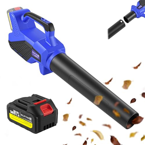 Soffiatore a batteria da 21 V, senza fili, 3000 W, senza spazzole, con batteria e caricatore, 6 livelli, regolabile, soffiatore elettrico, soffiatore di neve e soffiatore per giardino, prato, terrazzo