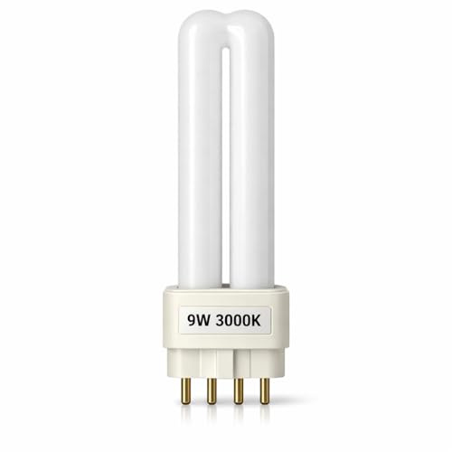 9W PL-S CFL Lamp, 3000K Warm White, 2G7 4-Pin Base, 600lm, Energy Saving, 10,000 Hour Lifespan