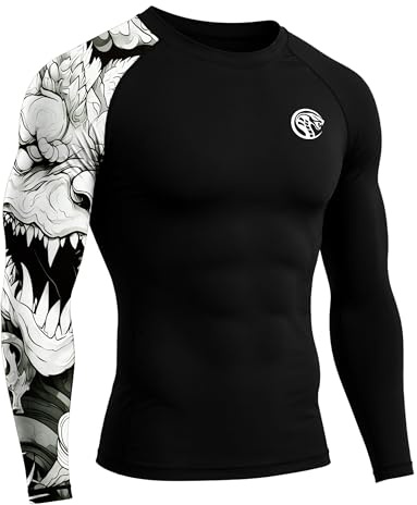 WISMBOX Herren Langarm UPF 50+ Rashguard Kompression für BJJ Schwimmen | Atmungsaktives Funktionsshirt mit UV-Schutz. Schnelltrocknend, bietet flexiblen Halt für MMA, Surfen und Fitness, Gr. S-3XL.