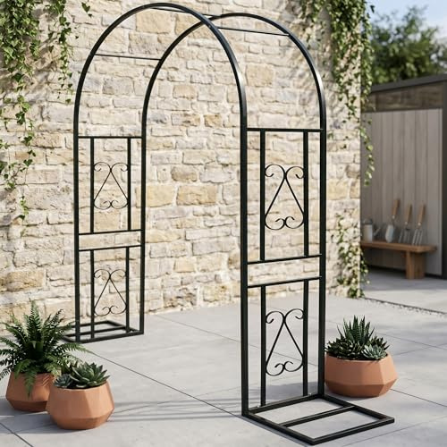 Rustik trädgård valv i metall – 140 x 40 x 230 cm kopparfärgad berså för klättrande rosor, blommor och grönsaker | hållbar utomhusdekor för trädgård landskapsarkitektur