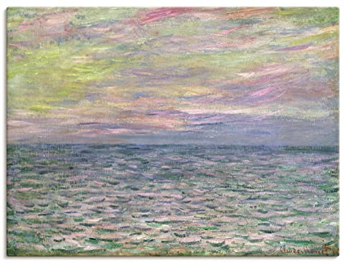 ARTLAND Wanddeko Leinwand Bilder Wandbild 80x60 cm Landschaften Sonnenuntergang über dem Meer bei Pourville 1882 Impressionismus Claude Monet T6PM