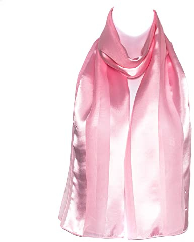 Hat To Socks Premium Chiffong Satin Sjal för Dam - Tillverkad i Korea, Lätt Transparent Modesjal, Mjuk och Elegant (Rosa)