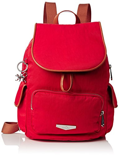 Kipling City Pack S Kc, Damen Rucksack , Elfenbein - Rot(Flame Scarlet) - 33.5x27x19