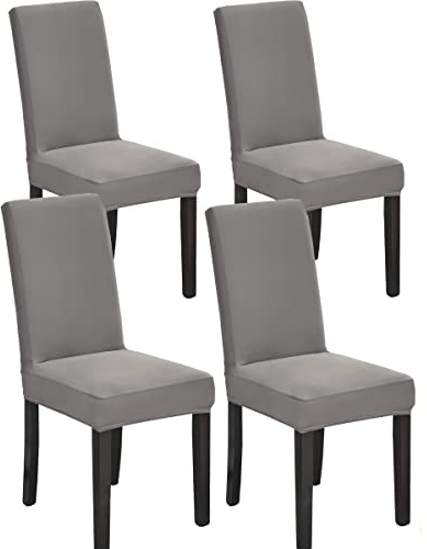 HZDHCLH Stuhlhussen 4 Stück Elastische Moderne Universal Stretch Beschützer Stuhlhussen für Stuhl Esszimmer Hochzeit Partys Bankett Deko, Grau | Beschützer Stuhlhussen für Stuhl Esszimmer Hochzeit Partys Bankett Deko, Grau