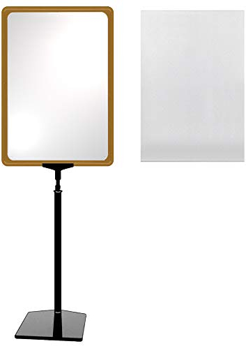 4 Plakatständer DIN A3 Rahmen rot mit U-Tasche, Ständer Kunststoff schwarz, Teleskopständer mit Fuß eckig und Stahleinlage, Kundenstopper höhenverstellbar bis 68 cm, Aufsteller