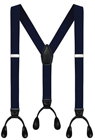 Moulen Hängslen med Y-rygg, för män, 3,5 cm bred, ände med knapp, justerbara hängslen, Marinblått Xsp, L