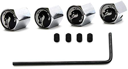 Anti-Theft Dragon Logo Reifenventil Staubkappen Staubdicht Reifenventil Ventilkappen für Autos, 5 Teile/Satz (Silber)