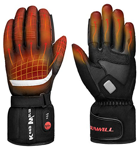Sun Will Beheizte Motorrad Handschuhe Herren Damen,Winter wasserdichte Beheizbare Warme Handschuhe Herr füR Ski Snowboard Racing Fahrrad Wandern Outdoor Work Thermo