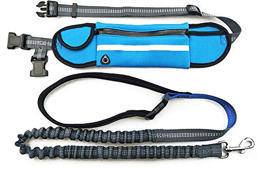 VOANZO Hunde Joggingleine mit bauchgurt, Polyester-Haustierleine abnehmbar, geeignet für Sport Hunde Hüfttasche, Laufen und Gehen (blau)