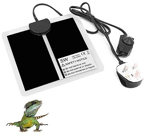 NEKOSUKI Reptile Heating Mat, 5W 5.9x5.5 inch Waterproof Reptile Heat Pad Under Tank Terrarium with Temperature Control, Safety Adjustable Reptile Heat Mat for Turtle, Tortoise, Snakes, Lizard, Gecko