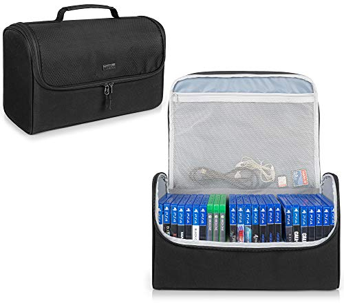 Trunab Sac Rangement Jeu Disques Noir, Convient jusqu'à 24 Disques, Étui Organisateurs de Transport pour Jeu Disques Compatibles avec Xbox 360/ Xbox One/Xbox Series X/S/ PS4/ PS4 Pro/ PS3/ PS5