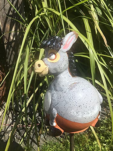 villa-lilla Keramik Esel Gartenkugel Handarbeit Gartenstecker Beetstecker Rosenkugel Stele