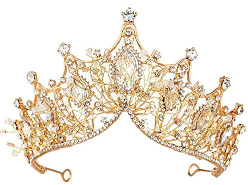 Prinzessin Diadem Hochzeit Tiara, gold Strass Königin Krone, Göttin, Königin, Weihnachtskostüm, Cosplay, für Prom, Festzüge, Party, Gold Kopfschmuck, Frauen