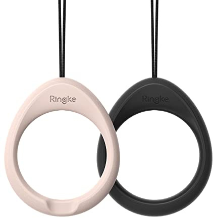 Ringke Finger Ring Strap [2 Pack] Silicone Sangle de Doigt Fonction de Montage Antidérapant Compatible avec Un Coque Téléphone Portable, des Clés, des Appareils Photo, et Plus