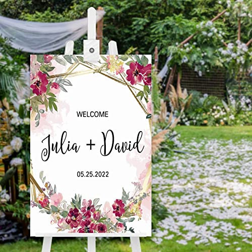 Panneau de bienvenue personnalisé en bois pour mariage - Décoration de mariage - 76,2 x 50,8 cm