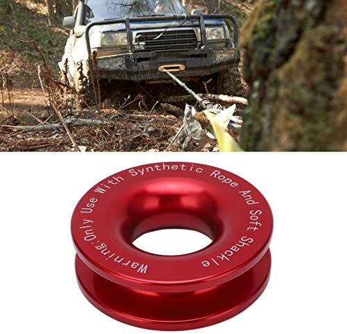Winch Snatch Recovery Ring, Winch Snatch Pulley Towing Ring, 41000 lbs Bruchfestigkeit für 7/16 Zoll 1/2 Zoll weichen Schäkel mit 3/16 Zoll 1/4 Zoll 3/8 Zoll Seilen(Rot)