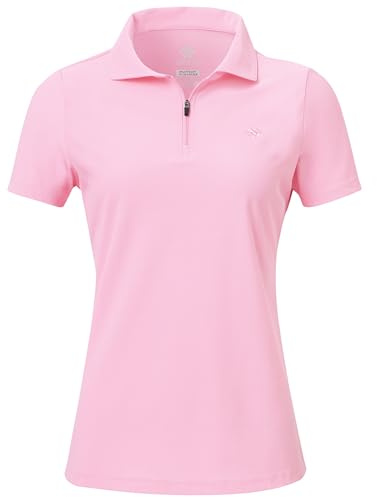 AjezMax Women's Short Sleeve Polo Shirts Quarter Zip Golf Tennis UV Shirts Summer Quick Dry Breathable Work Gym Tops