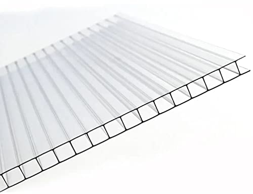 AtHaus® Polycarbonat Hohlkammerstegplatten - 200 Maße zur Auswahl | 1500 x 600-6mm Stärke | UV-beständigen (Transparent)|stoßsicheren Doppelstegplatte Gewächshausplatte Stegplatten