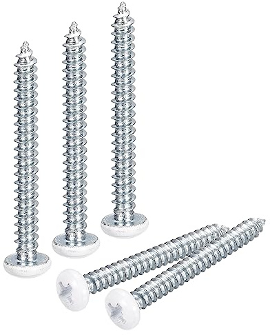 QUARKZMAN ST3.5x32mm 50Stk Weiße Schrauben Senkkopf Holz Selbstschneidend Schrauben Pfanne Kopf Kreuzschlitz Holzschrauben für Holzarbeiten