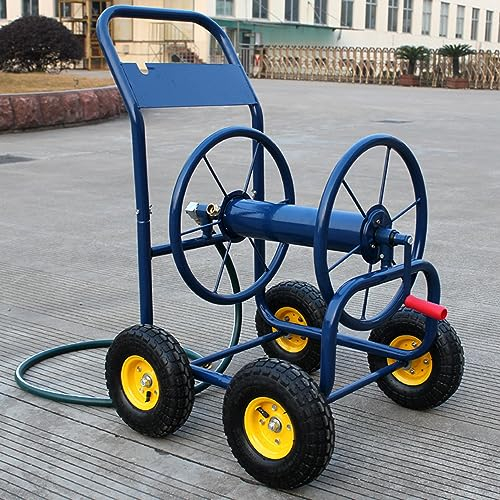 Gartenschlauch Reel Cart, Outdoor-Wasser-Schlauch-Wagen mit 4 großen Gummirädern, Heavy-Duty-Hof Wasser Pflanzung hält Schlauch Schlauch für Garten Rasen Bauernhof